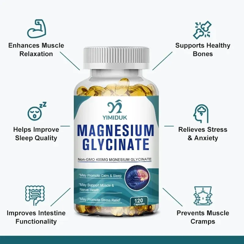 Yimiduk Pure Magnesium Glycinate Supplement na may Vitamin B6 para sa Panlaban sa Fatigue Cramps at Heart Health Binabawasan ang Anxiety Vegan