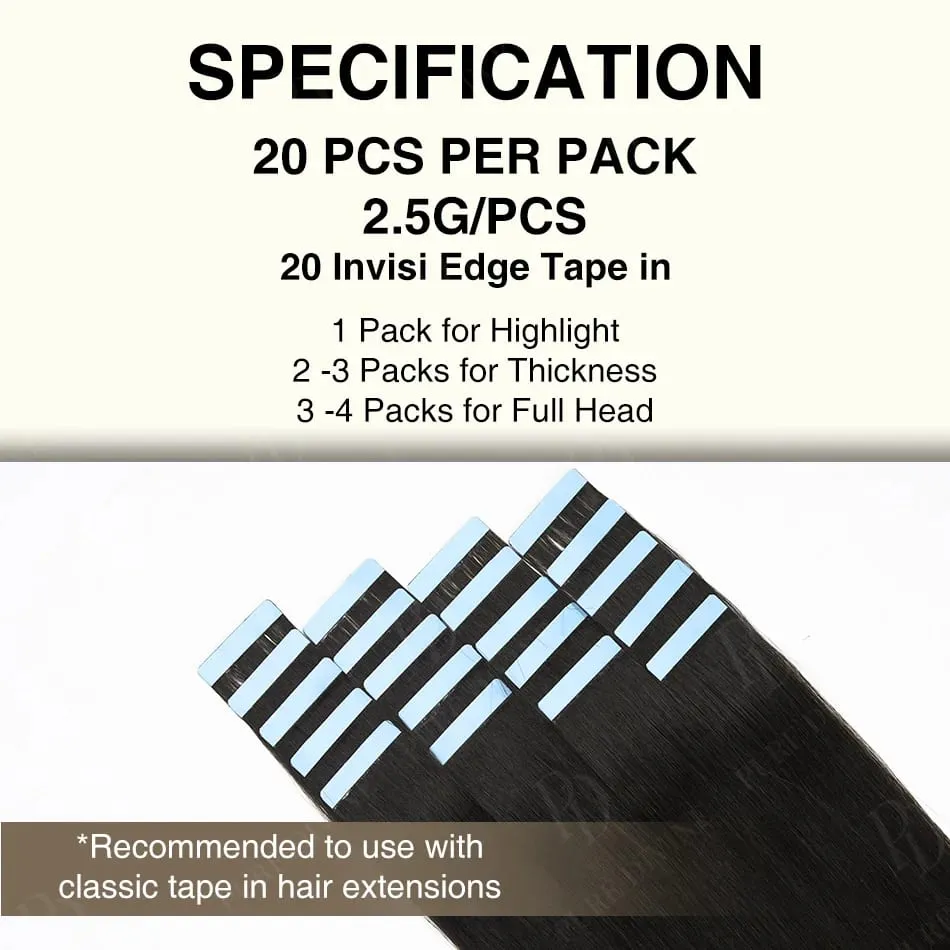 Invisible Tape In Hair Extensions Real Human Hair Seamless PU Skin Weft Human Hair Tape Ins 2.5g/pc 50g/set 22 24 Inches — image 3
