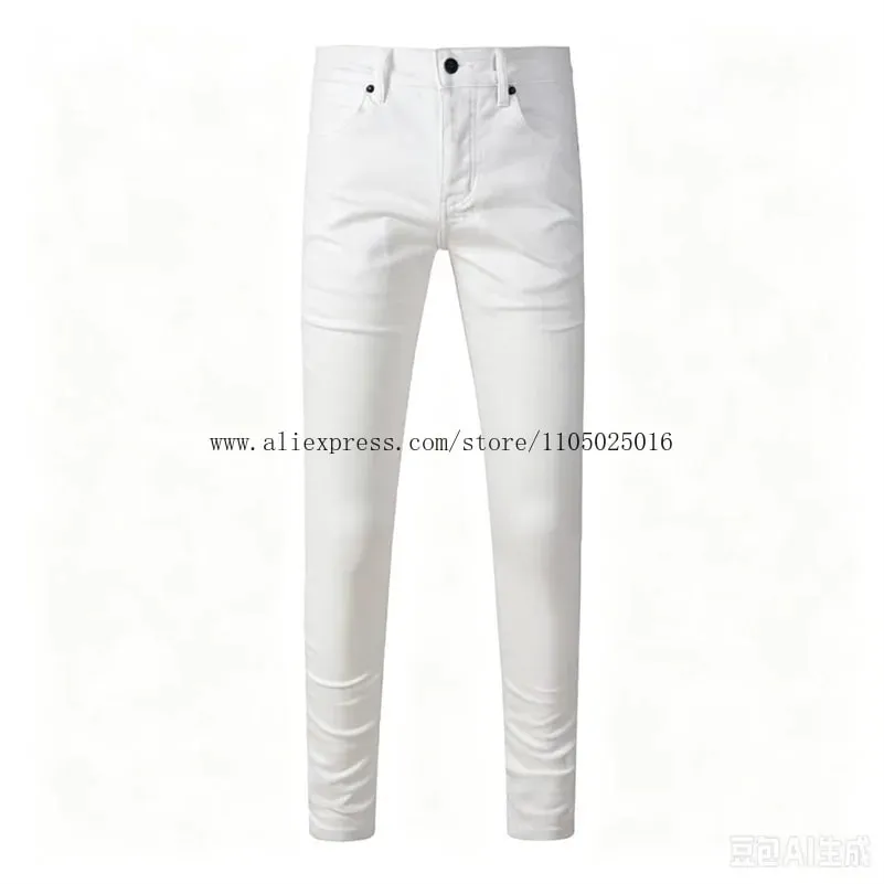 Luxury Streetwear Men's Jeans Americans Style Holes Long Trousers Quality Male Stretch Slim Pants Skinny Trousers — image 6