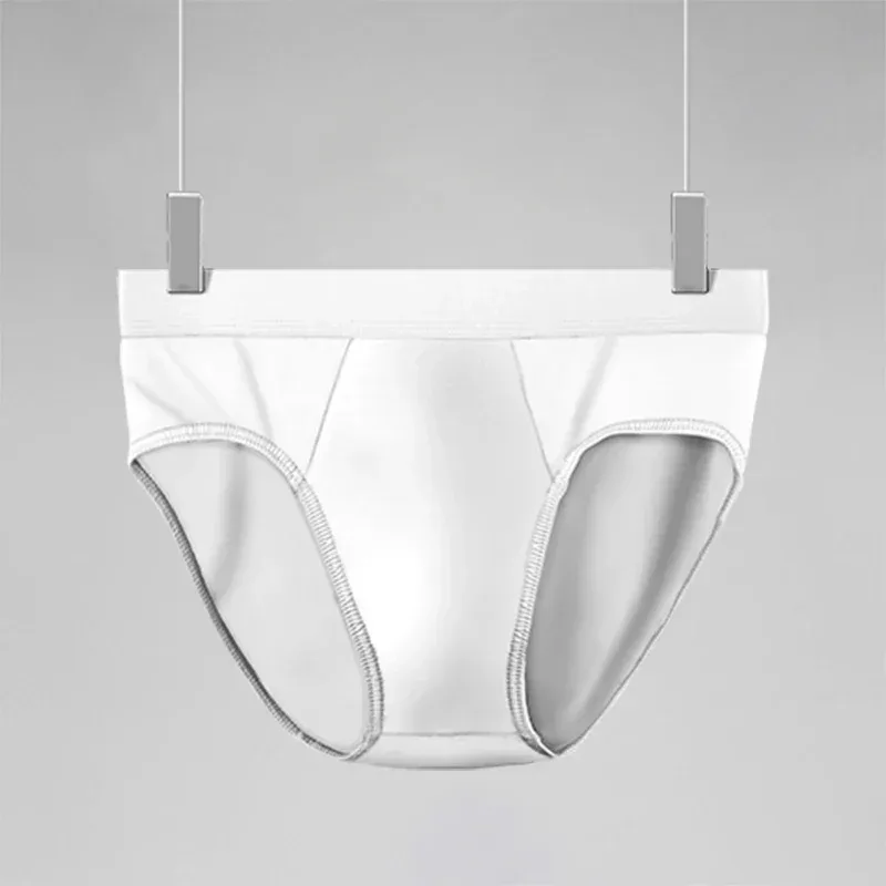1pc Men's ice - silk underwear. Thin - style for summer, with U - convex briefs. solid - colored shorts