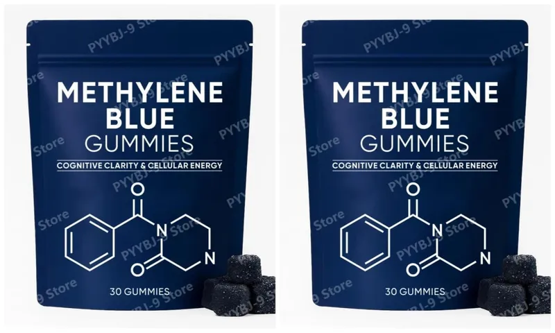 Methylene Blue Gummies Supplement 30/60pcs Focus Energy Support Vegan Non-GMO Gluten-Free Daily Nutrition Chews for Adults