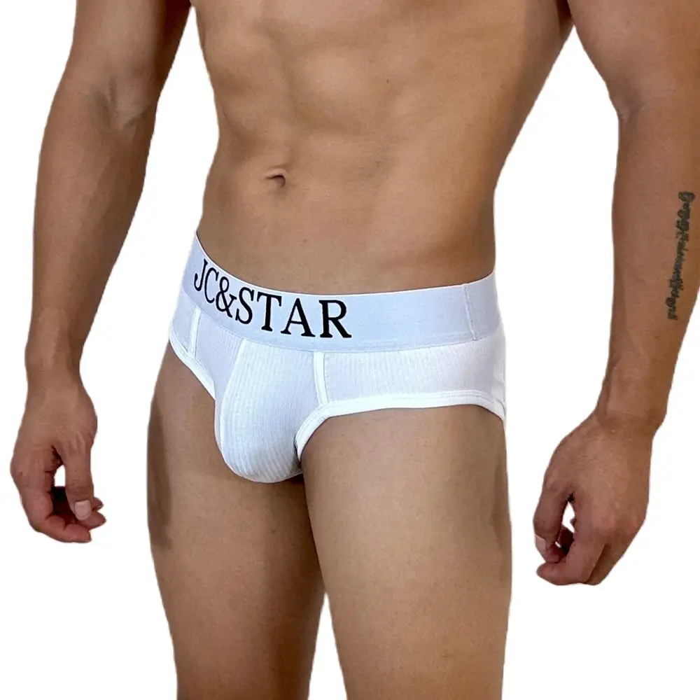 Cuecas masculinas atléticas com design de corte alto, cuecas de algodão com nervuras, conforto esportivo para homens, biquíni deslizante, tanga