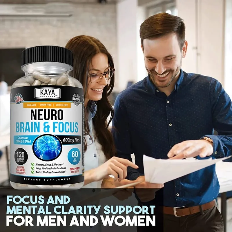Nootropic Brain Booster Capsules - Vitamins Memory Concentration Clarity & Cognitive Performance Support Stress Relief