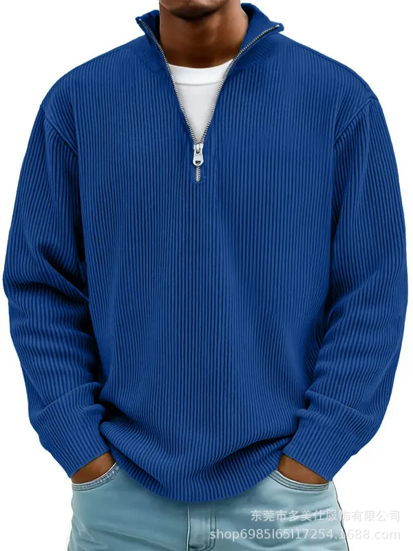 Men's Autumn Winter Stand-Collar Zip-Up Sweatshirt Loose Long Sleeve Casual Daily Outdoor Fashion Trendy Men's Outerwear — image 5
