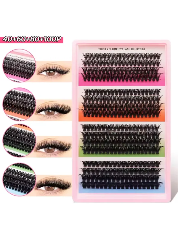Cat Eye 16 rækker Cluster Lashes 406080100P Blandede DIY Individuelle øjenvipper Tykke Bakke DIY Eyelash Extension Wispy Volume Eyelashes