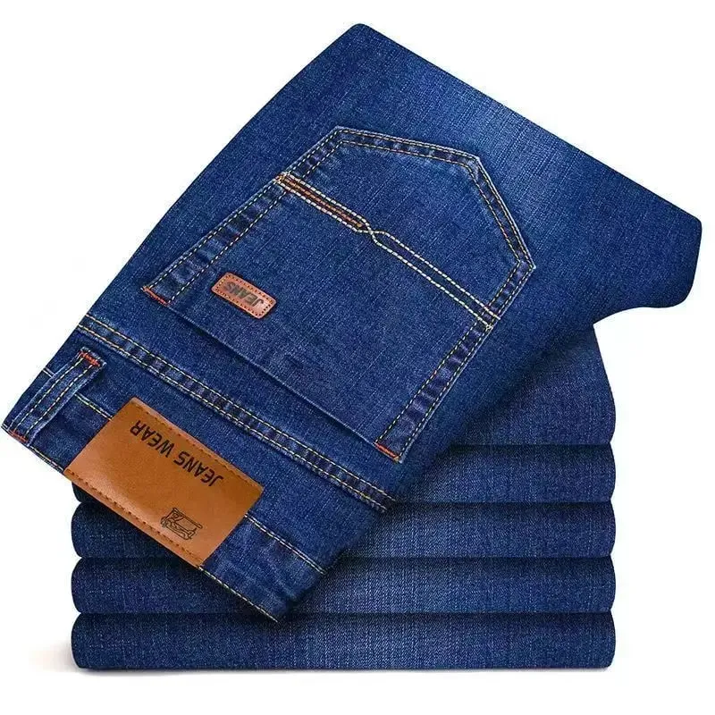 2025 New Autumn Classic Men's Fitted Stretch Jeans High-end Blue Black Casual All-Match Pants Straight Leg Men's Pants — image 6