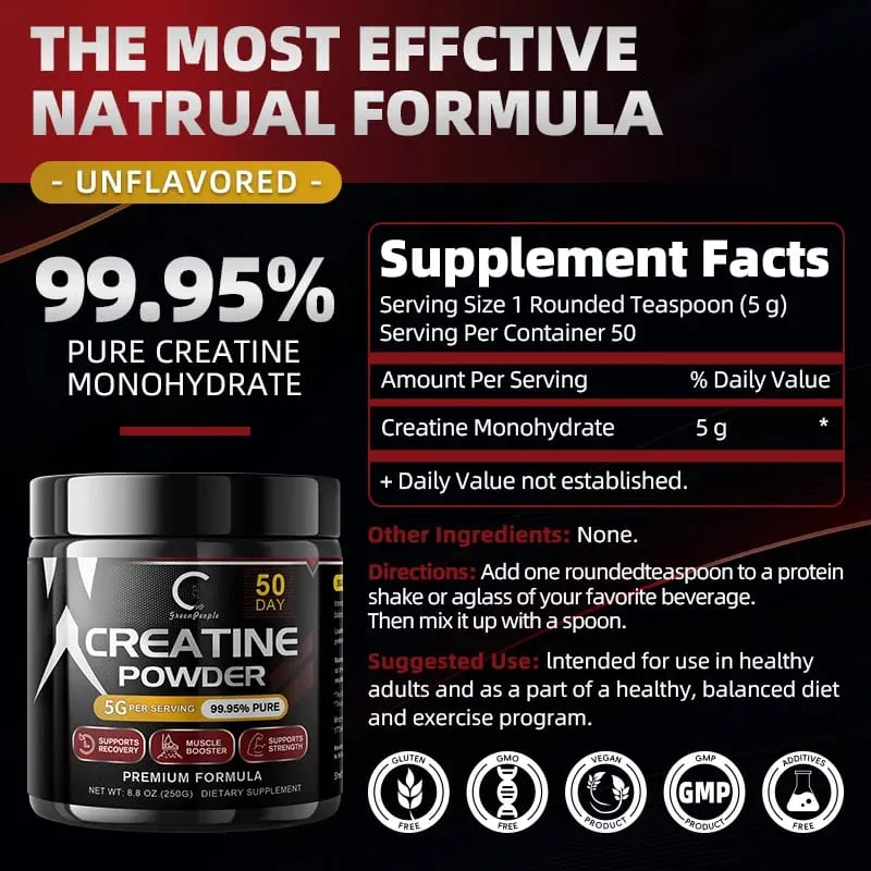 Poudre de créatine pré-entraînement pour hommes et femmes – Soutien à la performance cognitive et à l'exercice – Certifié NSF pour le sport – 150 g