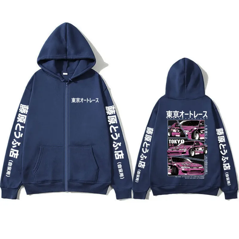 Anime Tokyo Initial D Drift AE86 Takumi Fujiwara JDM Car Zipper Hoodies Men Women Fashion Casual Zip Up Sweatshirts Jackets Coat — image 4