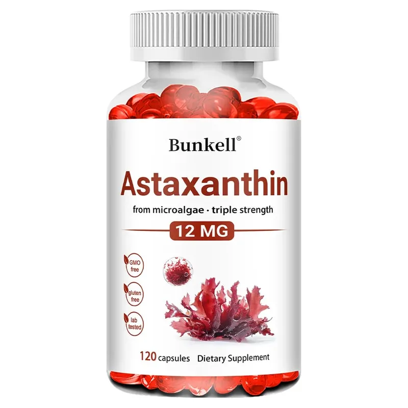 Astaxanthinové tobolky 12 mg podporuje kardiovaskulární zdraví a urychluje metabolismus podporu zdraví očí, kloubů a pokožky