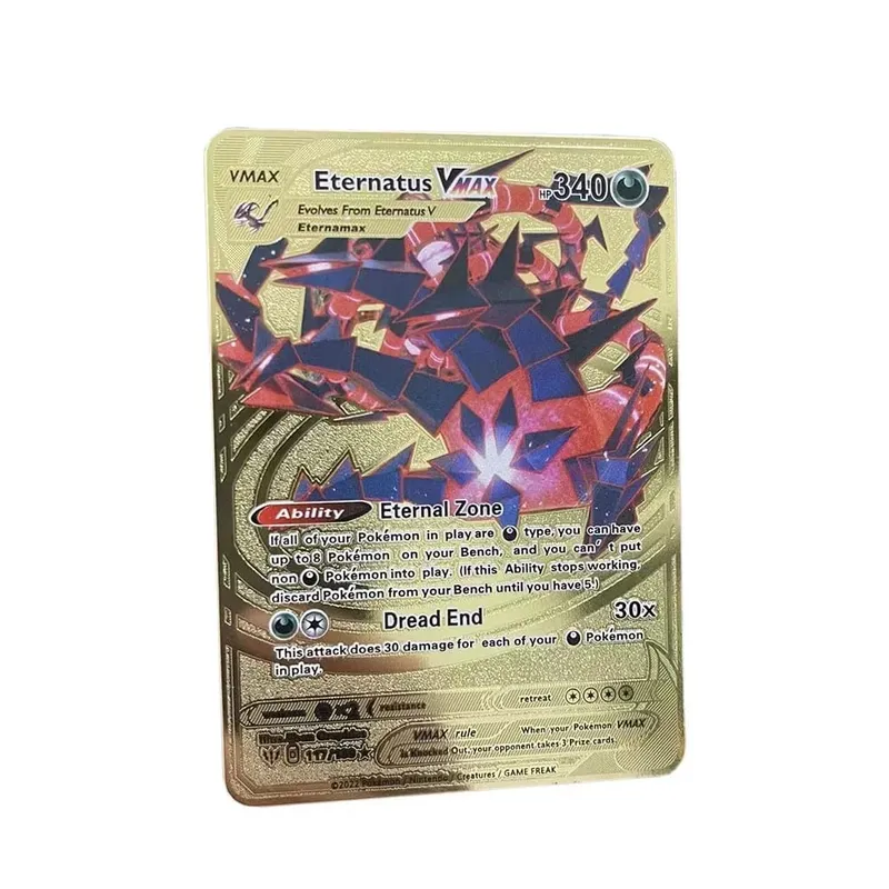 Pokemon Card Vmax Metal Pokémon Letters Pikachu Gx Mewtwo Charizard Vstar Anime Games Mga Laruan Golden Iron Playing Card Mga Regalo ng Bata