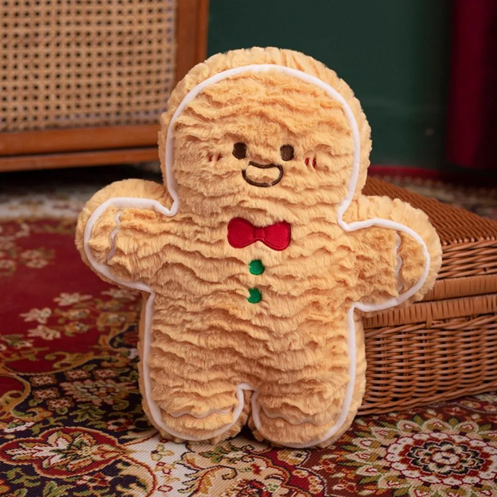 Cute Creative Shape Christmas Pillow Soft Stuffed Comfortable Gingerbread Man Cushion Seasonal Pattern Waist Cushion Home Decor — image 6