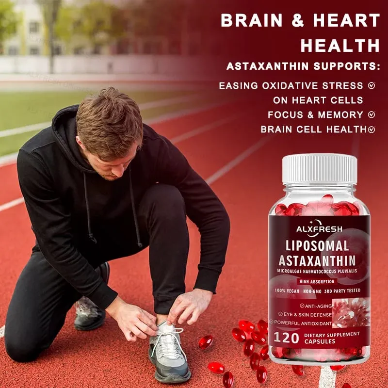 Antioxidante de alta absorção de astaxantina lipossomal 24mg para olhos, pele, cérebro imunológico, suporte cognitivo, suplemento natural não gmo — image 5