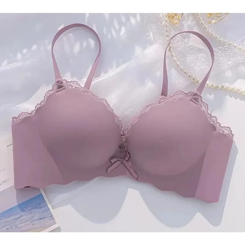 Wireless Seamless AA Cup Push‑up Bra Set One‑piece Padded Lingerie Suit For Small Flat Chest Ladies Soft Daily Underwear Kit
