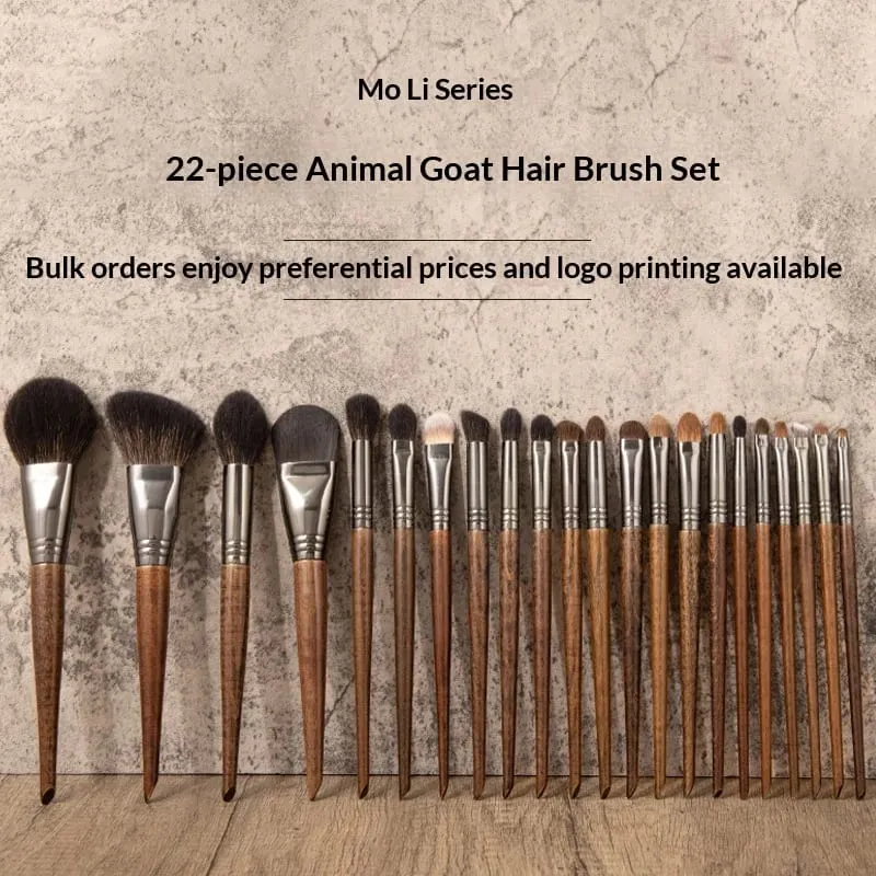 22pcs Goat Hair Makeup Brushes Set: Eyeshadow Brush Foundation Powder Brush Contour Blush Brush Cosmetic Makeup Tools