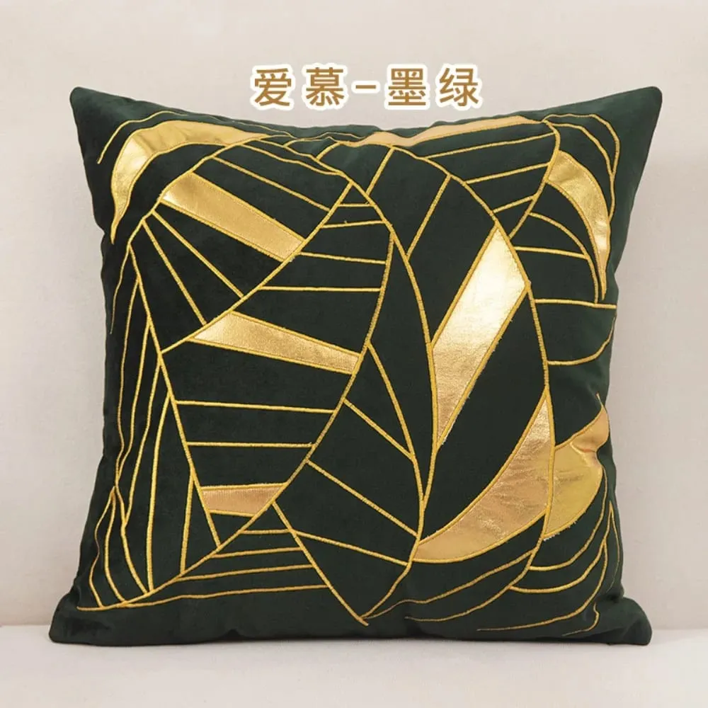 Luxury Blue Velvet Bronzing Cushion Cover 45x45cm Soft Decorative Throw Pillow Case for Bedroom Home — image 4