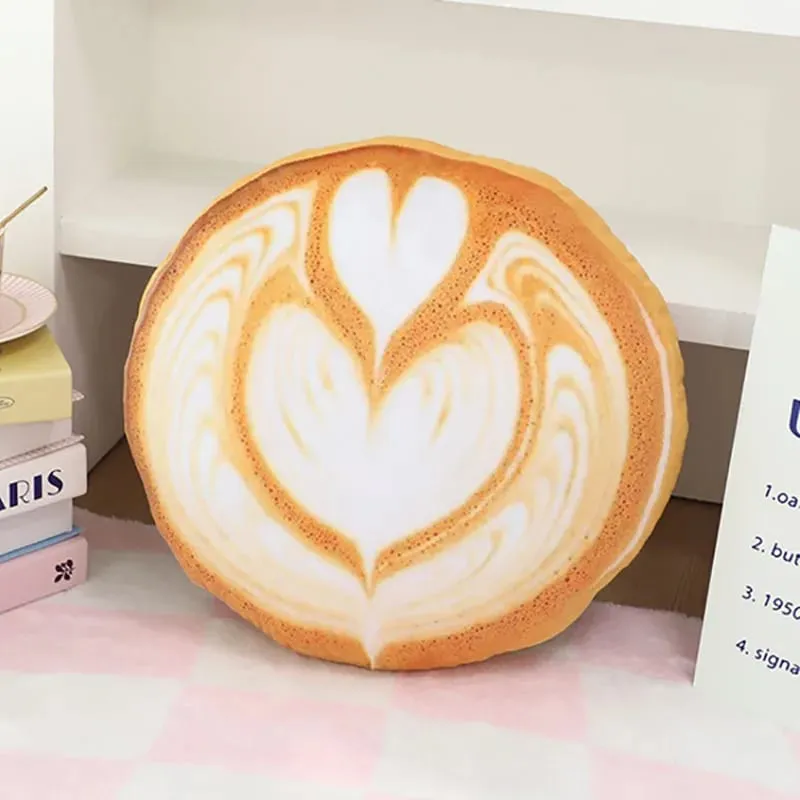 36x36cm Latte Coffee Round Plush Pillow Stuffed Soft Drink Food Images Seat Cushion for Sofa Chair Indoor Decor Gift — image 11