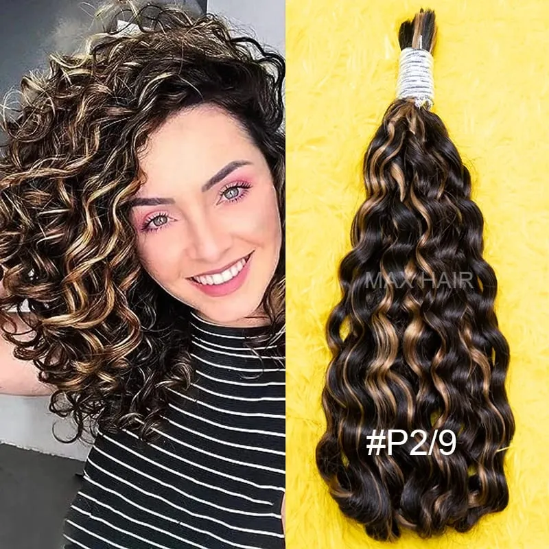 4# Chocolate Brown Deep Wave Bulk Human Hair for Boho Braids Curly Braiding Hair 18-30 inch Remy Hair Bundle Brazilian — image 15
