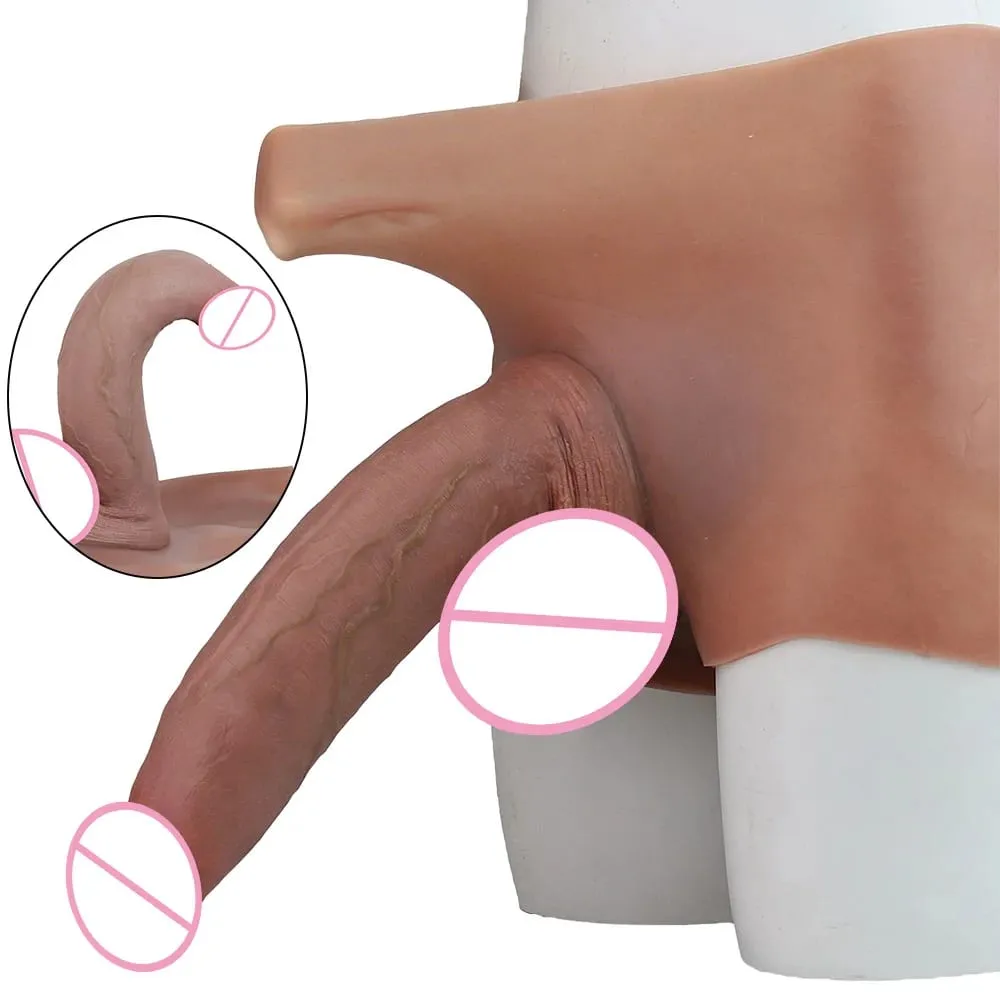 High Waist Strap-On Penis Sleeve насадка на член Skin Touch Hollow Penis Cover Silicone Wearable Extension Sex Toys For Men — image 5