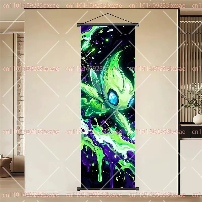 Pokémon Anime HD Scroll Painting Eevee Pikachu Suicune Charizard Mewtwo Background Wall Art Decoration Poster Children's Gift