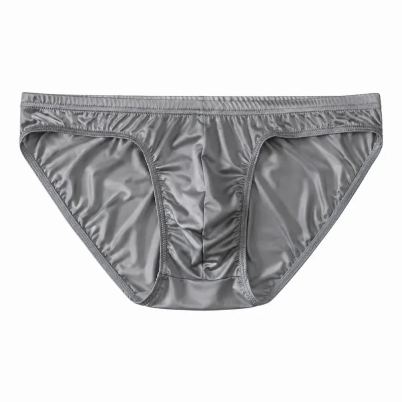 Roupa íntima masculina legal e suave, cintura baixa, bolsa com protuberância, cuecas de seda gelada, lingerie respirável, calcinha de seda de cetim, rotina diária