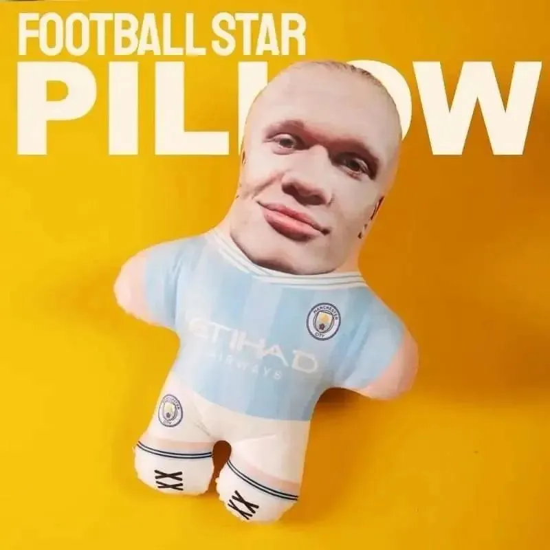 Football Star Plush Pillow Erling Haaland Manchester City Diy Printed Souvenir Gift For Adult Football Fans Home Decor