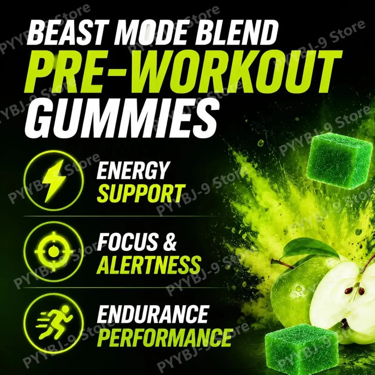 Docteat Beast Mode Blend Pre Workout Gummies Energifokus & uthållighet Stöd för styrketräning och aktiva gym dagar 70 Count — image 3