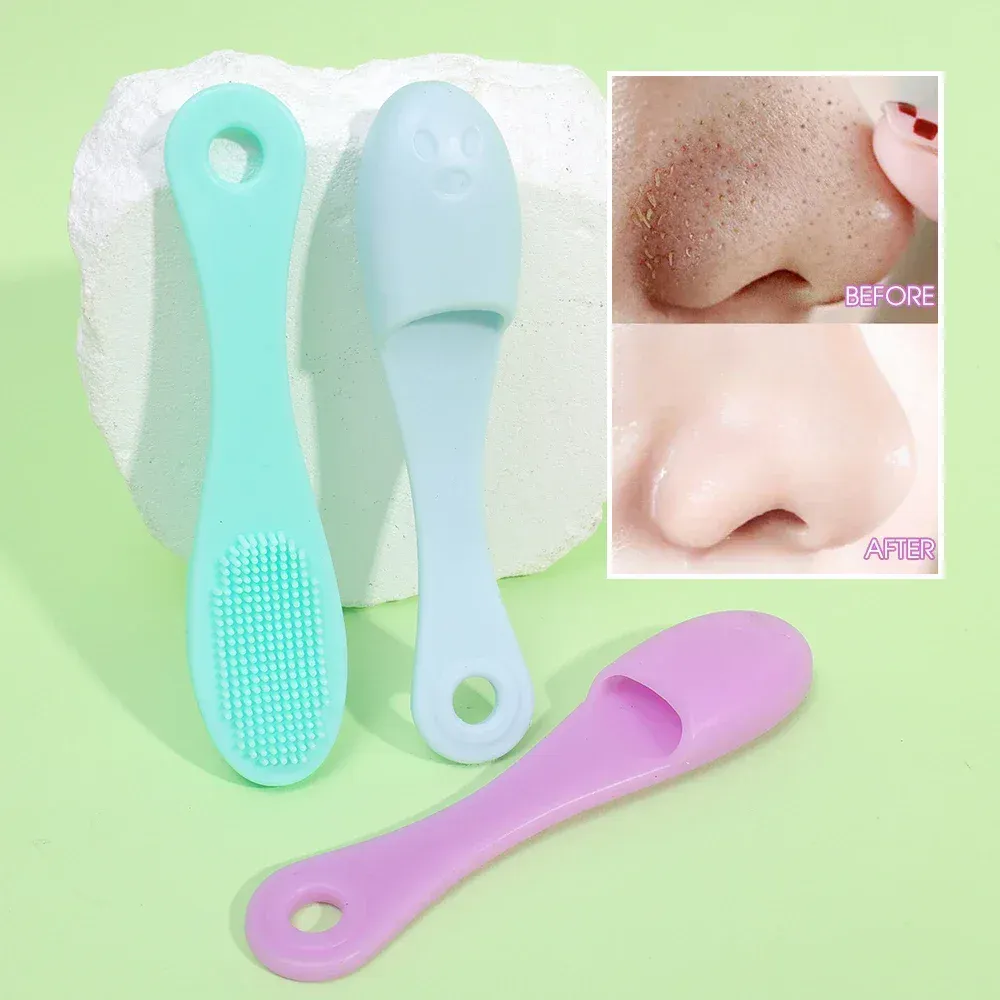 Silicone Nose Brush Facial Pore Cleaner Portable Blackhead Double-sided Massage Brushes Beauty Cleaning Tool Facial Nasal Scrub — image 2
