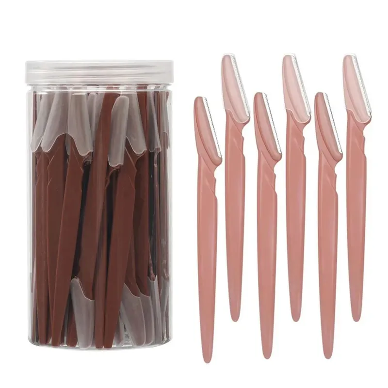 Eyebrow Trimmer 40PCS Brown Eyebrow Razor Safe Face Body Hair Removal Shaver Blades Woman Eyebrow Shaping Knife Razors — image 9