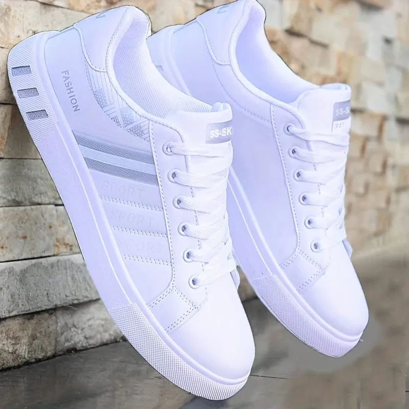 Men's Low-Top Skateboarding Sneakers - Breathable Synthetic Upper Durable Pvc Sole Round Toe Design Suitable for Casual and Formal Wear Skateboard Shoes Casual Shoes Stylish Lace-Up Design Equipped with Comfortable Fabric Insoles.