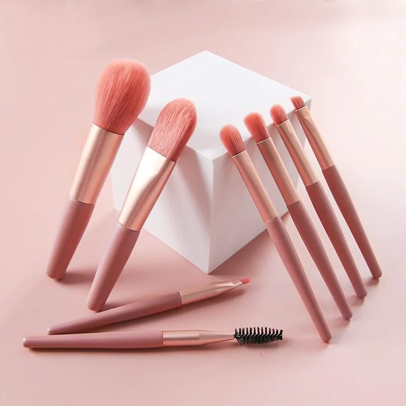 Mini Makeup Brushes Set Soft Synthetic Bristle Portable Cosmetic Brush Kit with Storage Pouch for Blush Eyeshadow Face Makeup