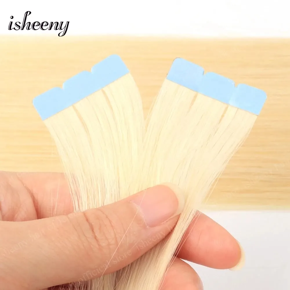 Isheeny Blonde Mini Tape in Human Hair Extensions 12-24 Inches Seamless Tape Hair On Glue Tape Tabs 10pcs/pack — image 12