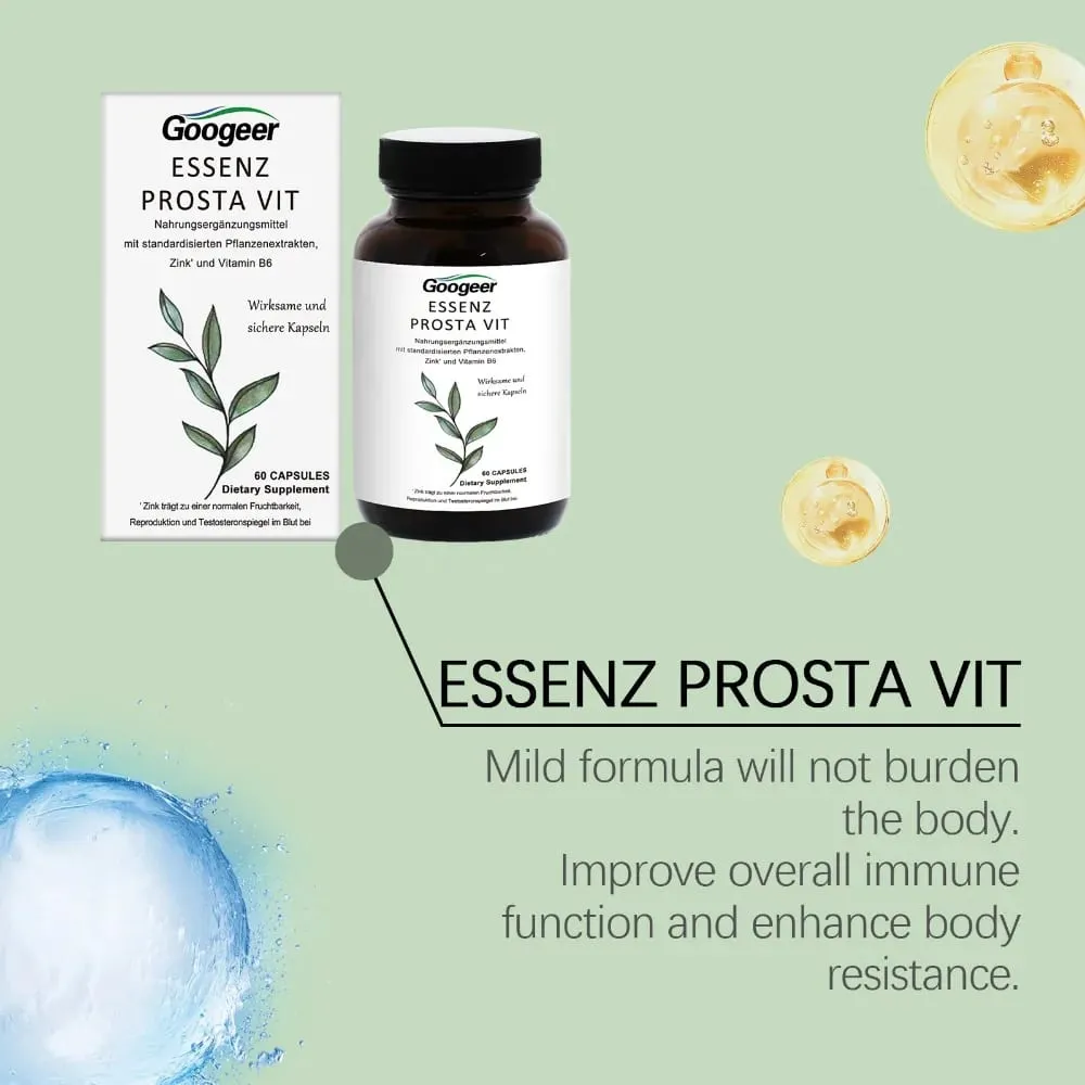 Googeer Men's Prosta Vit Essenz Capsules Bladder & Urinary Tract Health Support with Zinc Vitamin B6 Saw Palmetto 60 Count