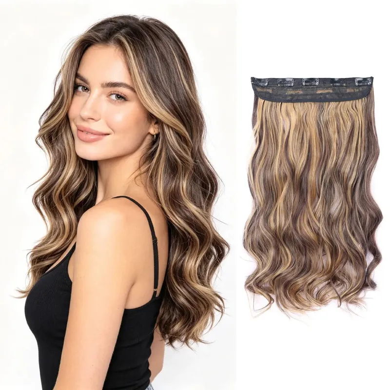 Synthetic clip in hair extensions 5 clip