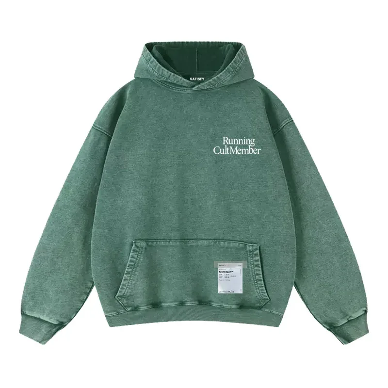 Elf-Adhesive SATISFY Flocking Print Hoodie Sweatshirt Jacket Street Style Loose Fit Long Sleeve for Young Men And Women — image 18