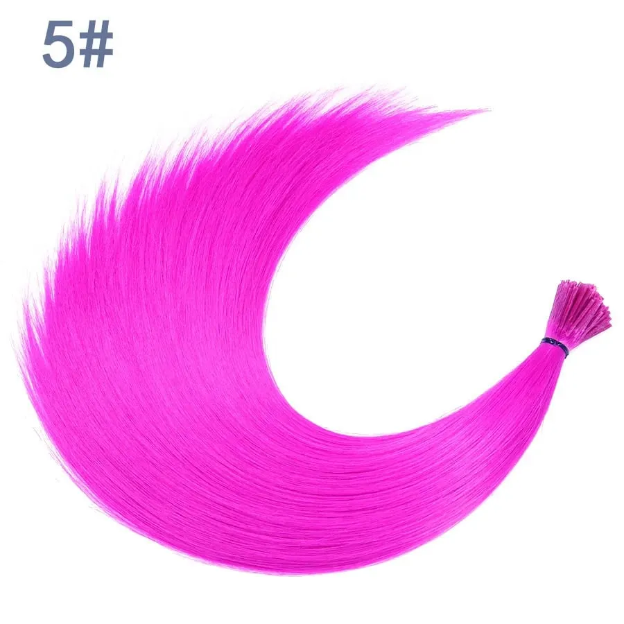 50 Strands/Pack Synthetic Colored I-Tip Stick Hair Extensions Straight Hair 16 Inch For Women High Temperature Fiber Hairpieces — image 13