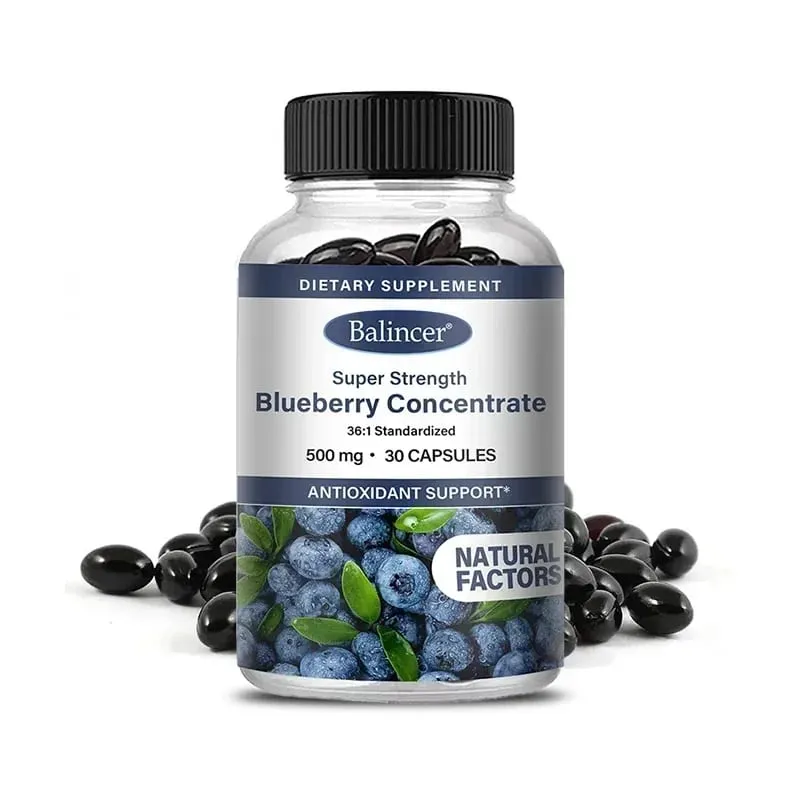 Super silný borůvkový koncentrát 500 mg tobolky 120 měkkých gelů pro zdraví očí vitamíny antioxidanty doplněk zdravého zraku