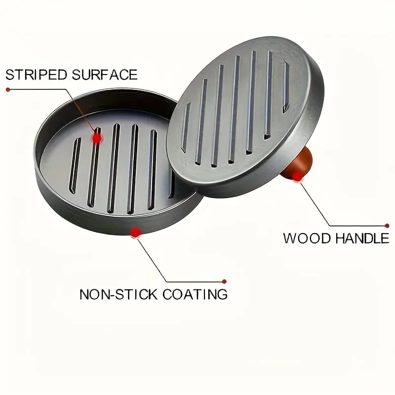 1PC Non-Stick Burger Press Patty Maker Metal Hamburger Mold for Beef Cheese Veggie Burger Making Suitable for BBQ Grill Cooking — image 5