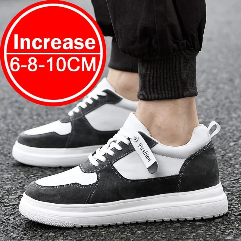 Plus Size37-46 Lift Sepatu Pria Lift Sepatu Tinggi Meningkatkan Insole 8Cm Putih Hitam Lebih Tinggi Sepatu Pria Rekreasi Sepatu Fashion