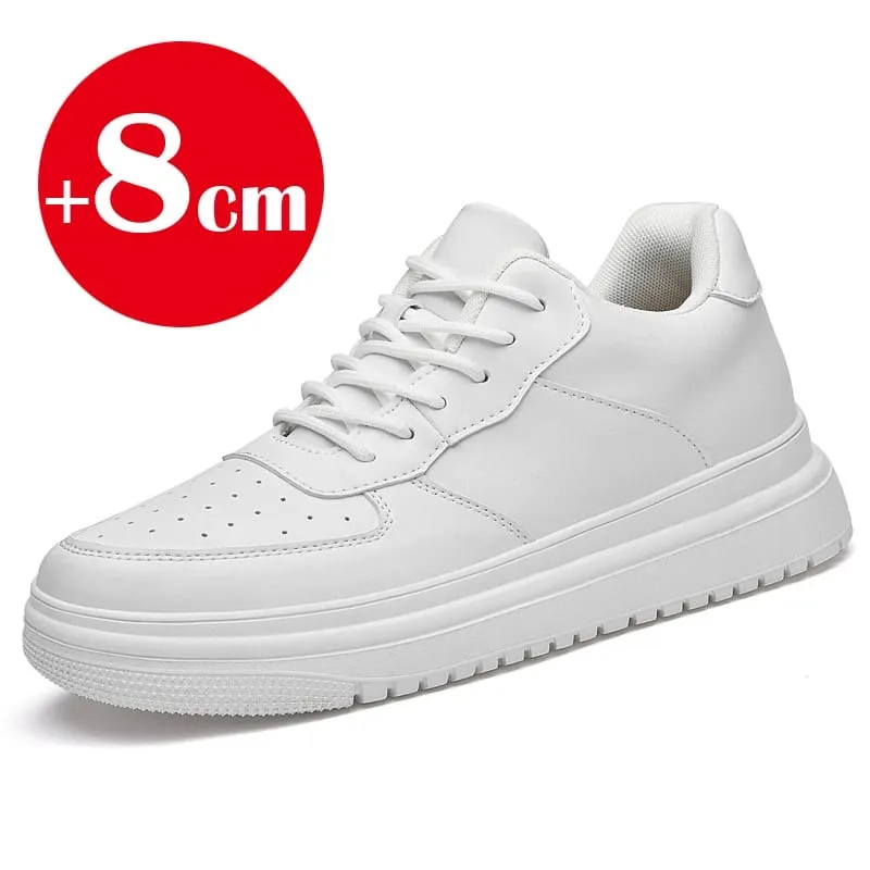2026 남성용 새로운 높이 증가 신발 8cm 보이지 않는 엘리베이터 스니커즈 White Leathe Sport Zapatillas De Hombre 빅 사이즈 46 — image 8