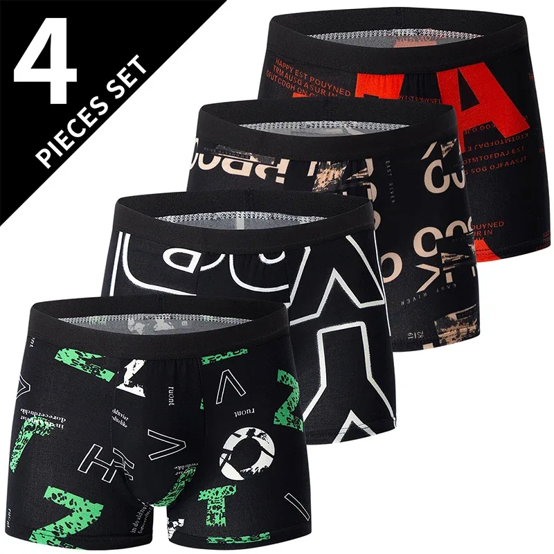 4 balení pánské jednobarevné sexy boxerské prádlo velikosti Evropa a Amerika Antibakteriální prodyšné pánské kraťasy velké velikosti Spodní prádlo — image 10