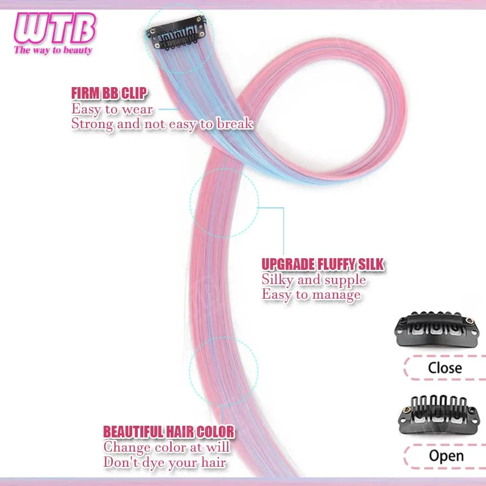 WTB Ice Cream Color Synthetic Hair Extension Wig with BB Clip Style Suitable for Women to Wear During Holidays and Events