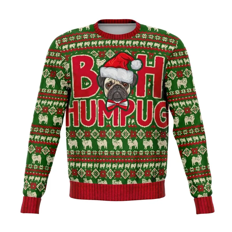 Colorful Dog Cat Pattern Ugly Christmas Sweater For Men 2026 New Year Festival Hoodie Women Merry Christmas Crew Neck Sweatshirt