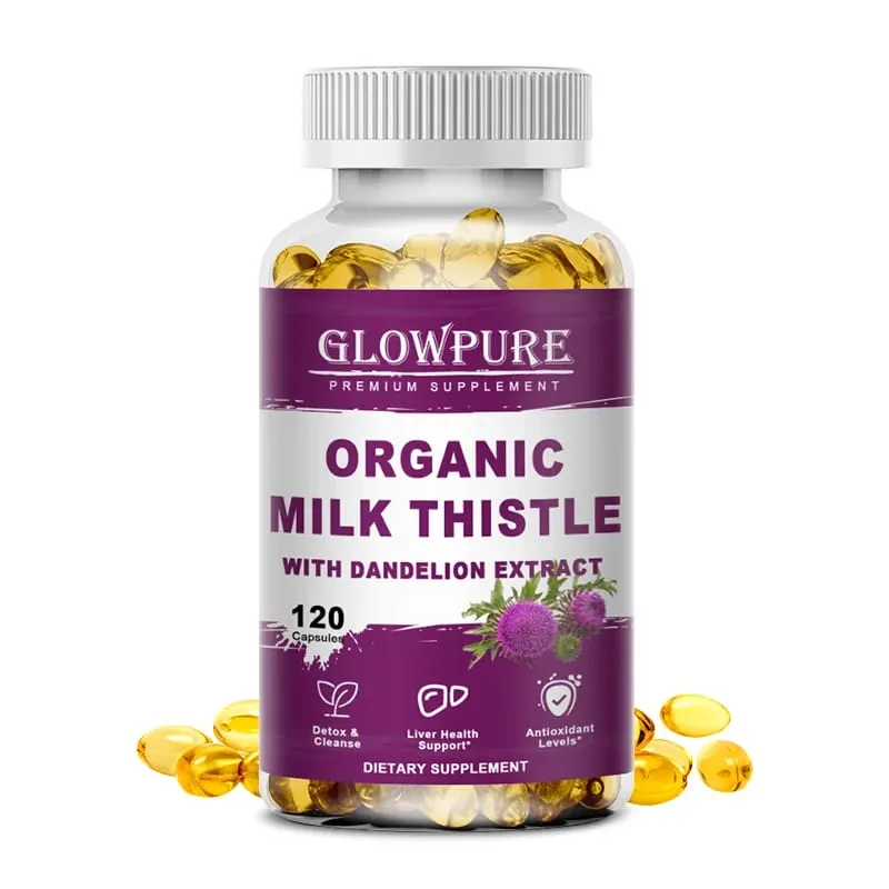 Susu Thistle Organik 9000mg 30X Ekstrak Biji Pekat 80% Sokongan Hati Silymarin Membersihkan Suplemen Hati Berlemak Detoks — image 8