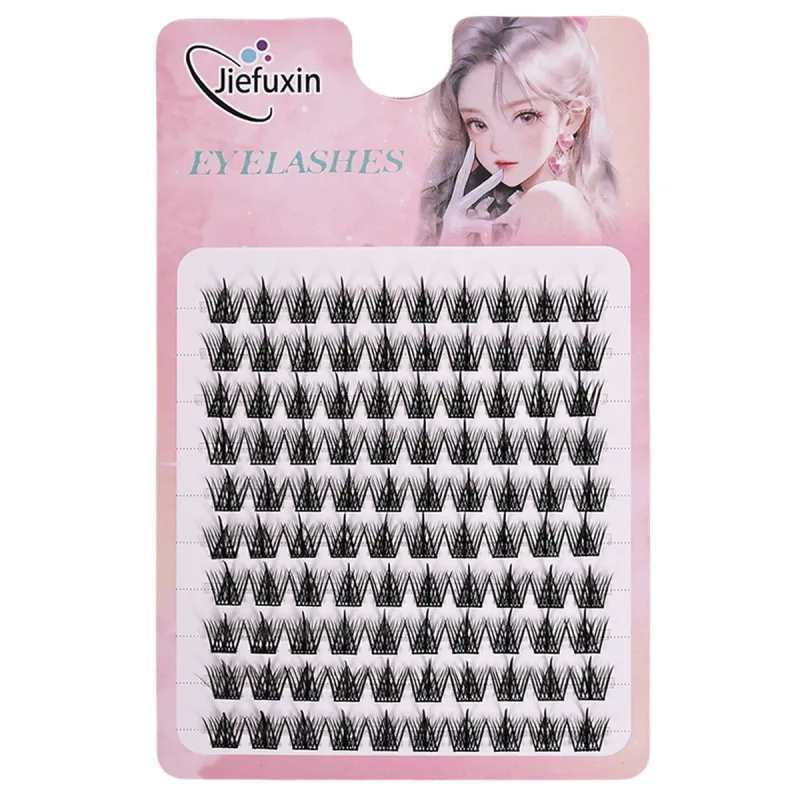 Soft Tapered Thick Manga Fox Eye Individual Clusters Jiefuxin Large Capacity DIY Lashes Simple Operation for Makeup Newbies