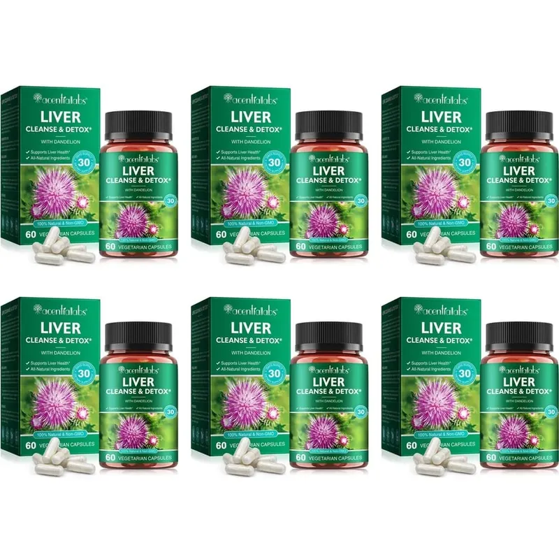 Acentialabs Liver Cleanse & Detox Capsules with Dandelion Milk Thistle Extract for Liver Digestion Health Support 60 Capsules