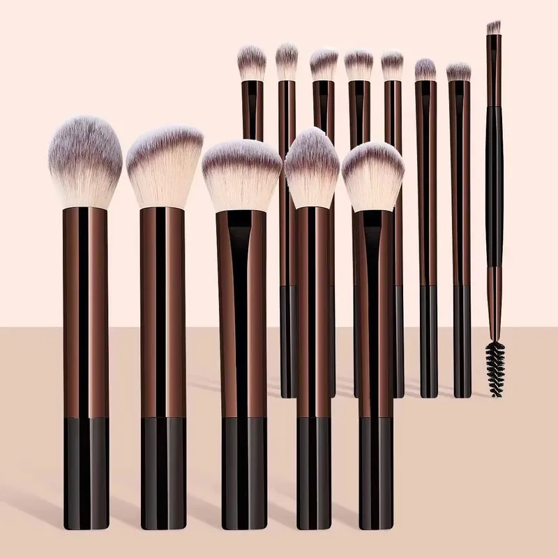 14-Piece Silver Professional Makeup Brush Set | Includes 2 Plush Velvet Puffs + 2 Blending Sponges | Vegan Cruelty-Free Brush Co — image 16