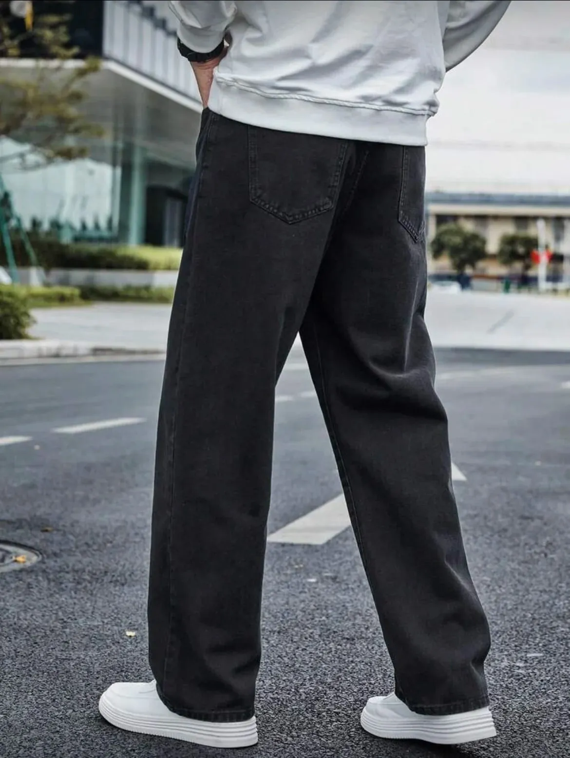 Quần Jeans Thẳng Cho Nam - Thoải Mái Vừa Vặn Với Drap Bụng Tuyệt Đẹp & Giảm Béo Màu Xám Đậm Wash