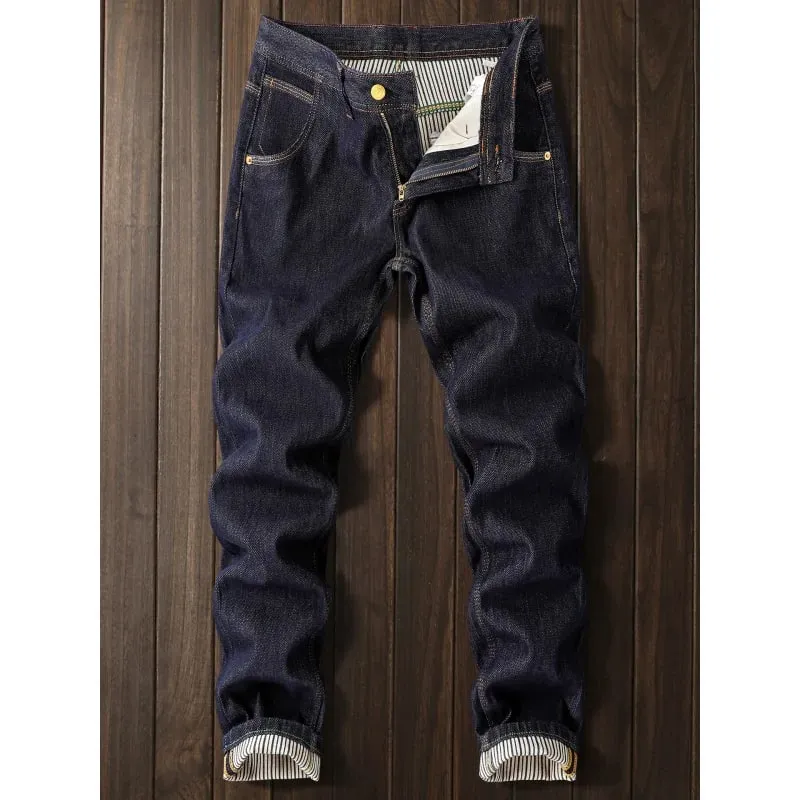 2025New Japanese Style Color Jeans Men High-End Trendy Retro Washed Casual Slim Straight Spring and Autumn Pants — image 2