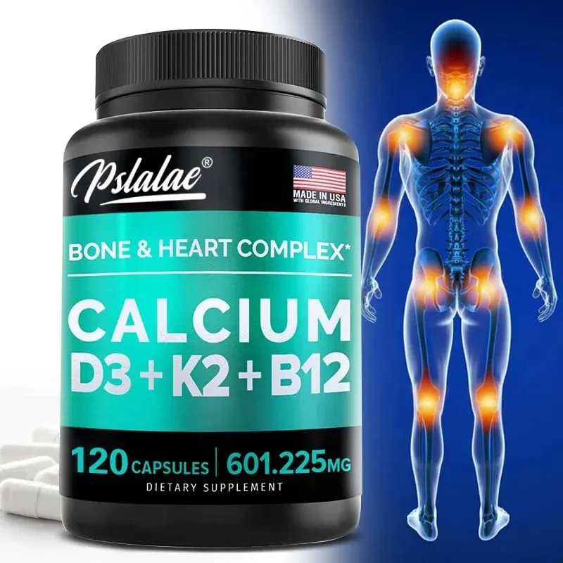 Kalzium 600 mg Vitamin D3 K2 B12 Ergänzung – Bietet Herzknochen- und Immununterstützung für Frauen und Männer — image 2