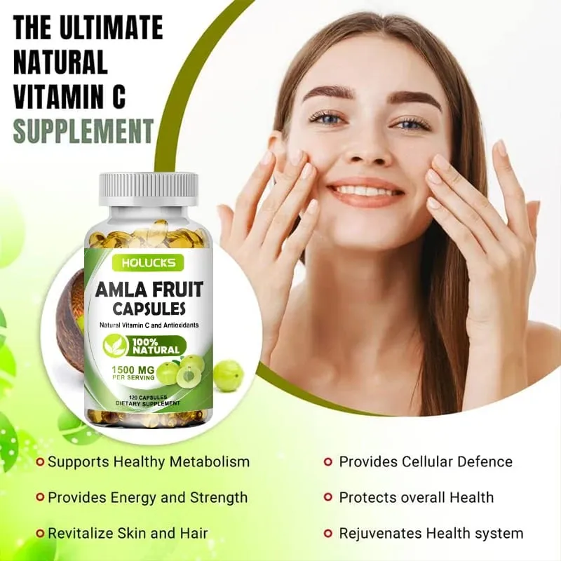 Natural Amla Capsules with High Potency Vitamin C Antioxidant Support Energy Metabolism Heart & Digestive Health — image 4